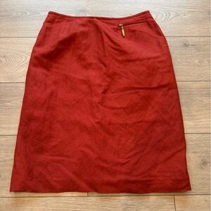 Kasper Women's Pencil Skirt Burnt Orange Knee Length Linen Blend Lined Sz 14